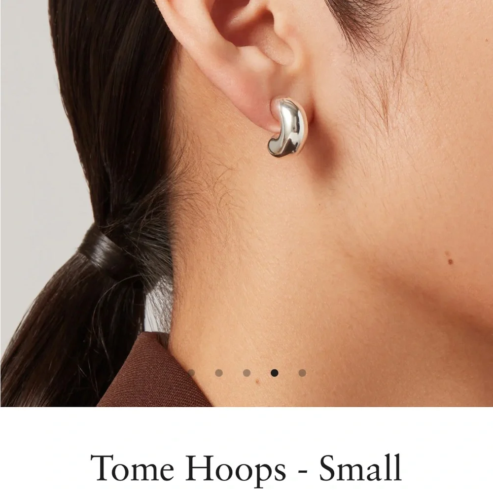 Jenny Bird Silver Tome Hoops Earrings - Picture 2 of 5